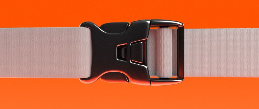 Black closed belt on a orange background.