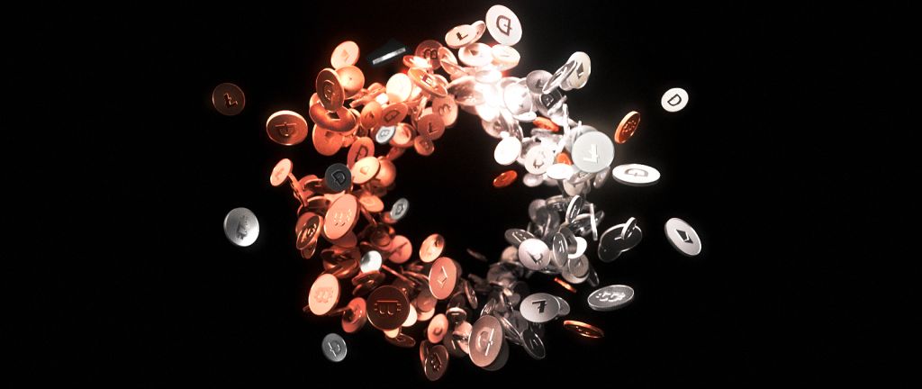 Coins spiraling in a circle
