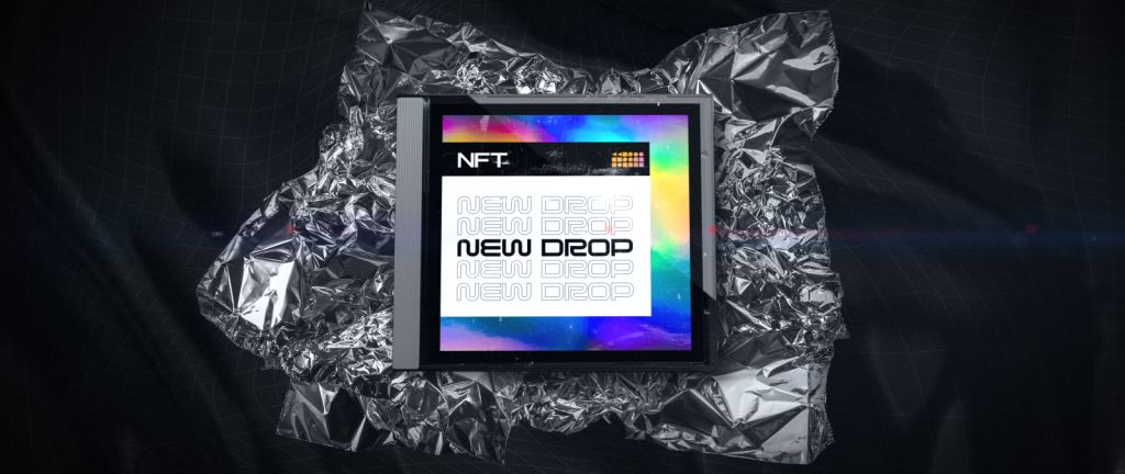 NFT computer screen on a black background