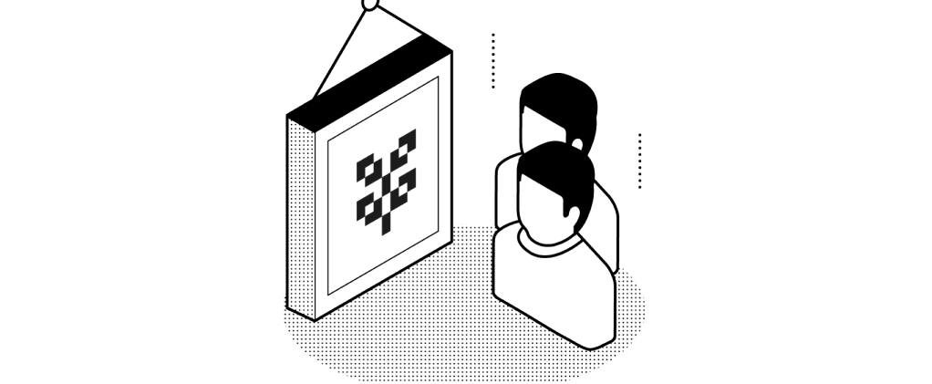 people looking at digital image icon for ledger academy monochrome icon style